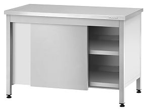 Стол производственный закрытый СПЗп - 1500x600x860 Profi Inox, борт, двери-купе, полка сплошная