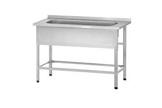 Ванна моечная котломойка ВМЦп - 1200x600x860 Profi Inox, 1 м/о 960x510x380, борт (полка-обвязка)