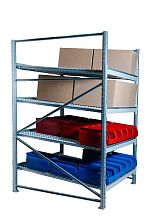 Гравитационный стеллаж с роликовыми полками 1600х900х1300, 4 яруса