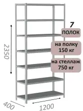 Стеллаж MS Strong 235х120х40, 7 полок